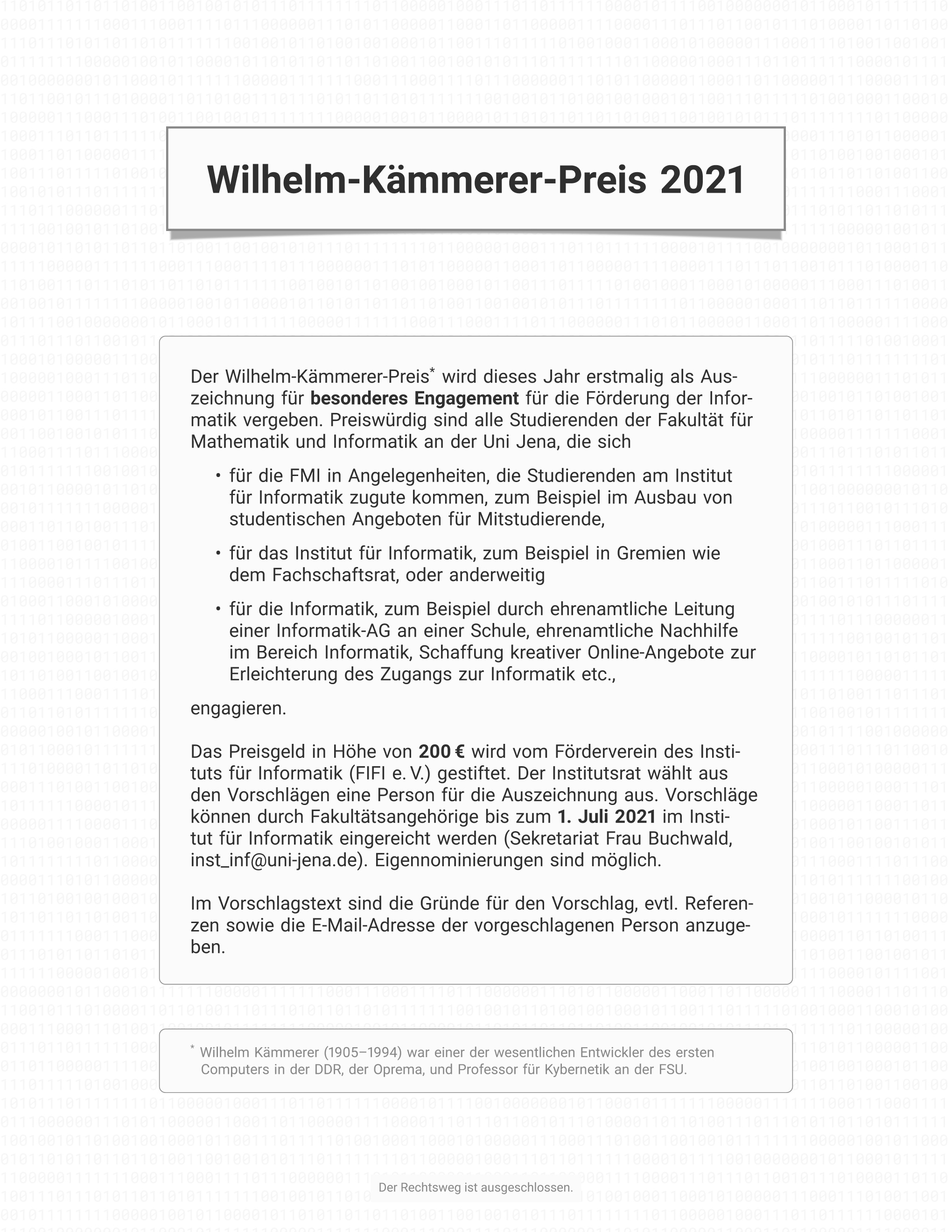 Plakat Wilhelm-Kämmerer-Preis